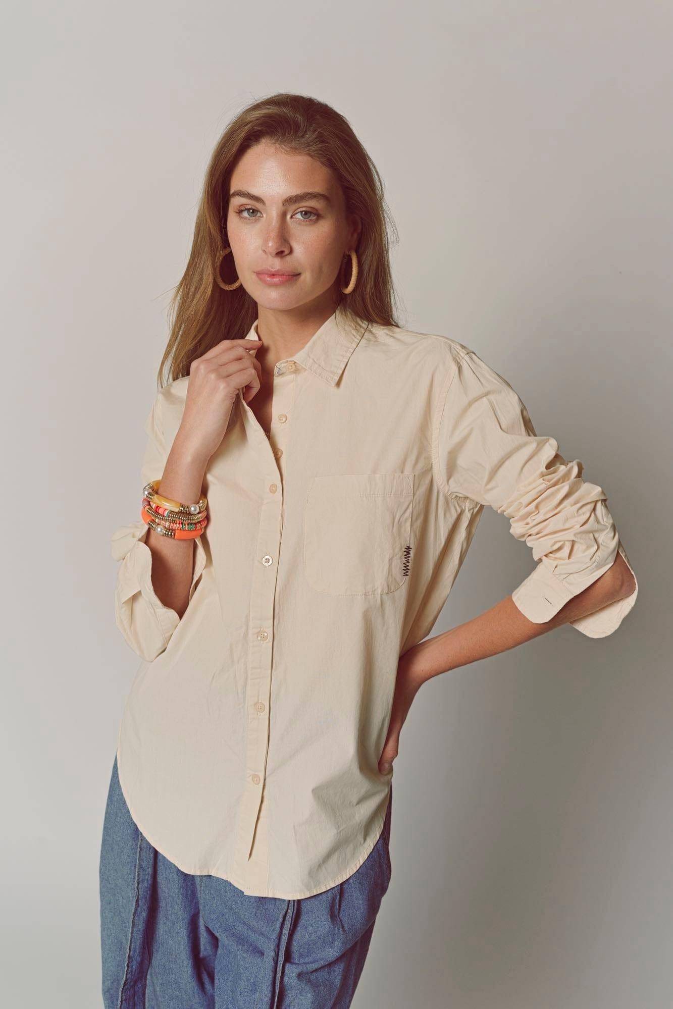 The Shirt Color Core Long Sleeve Shirts The Super Relaxed Boyfriend in Cotton