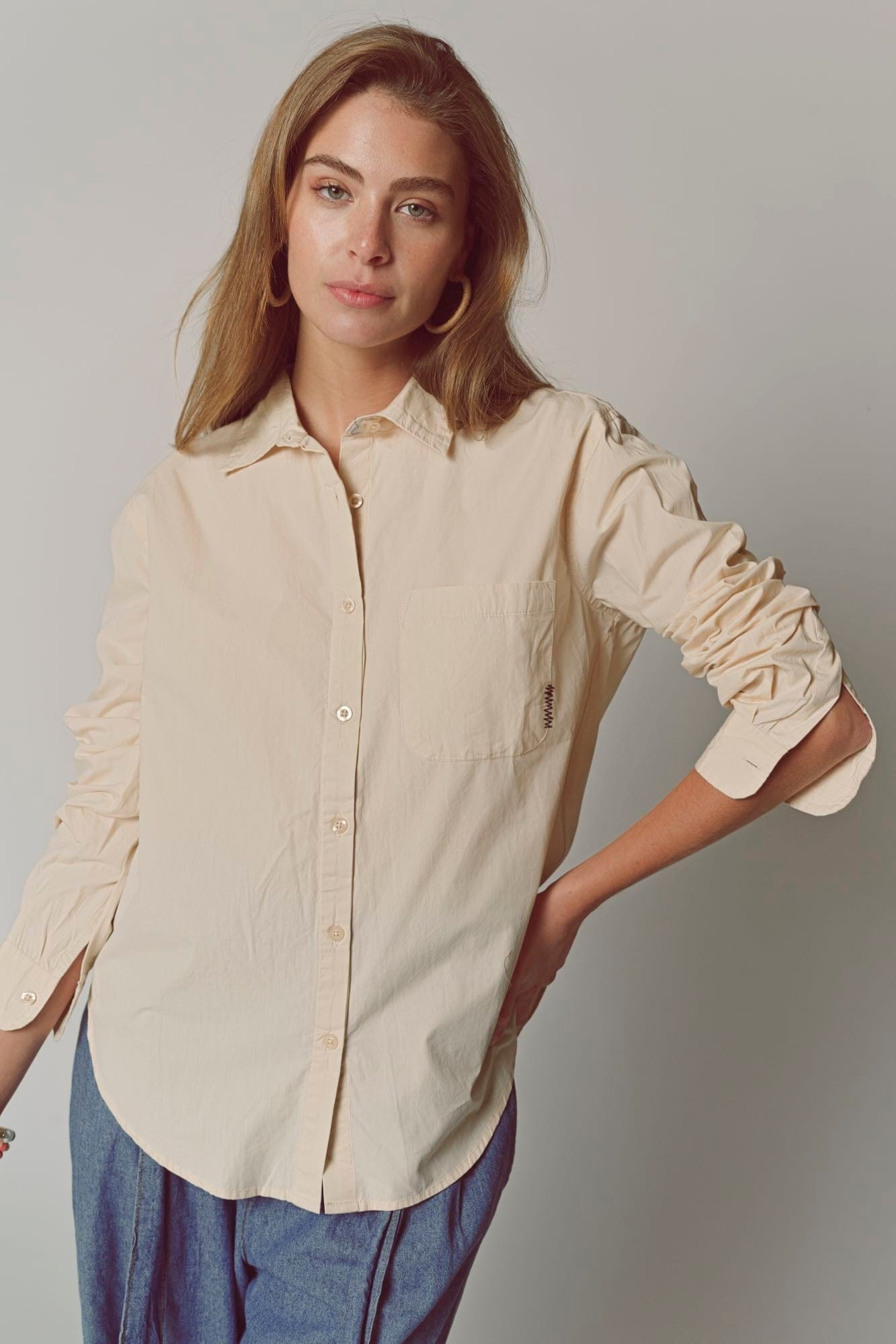 The Shirt Color Core Long Sleeve Shirts Sand / XXS The Super Relaxed Boyfriend in Cotton