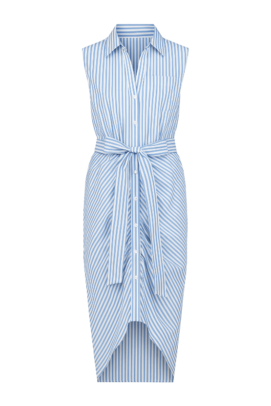 The Shirt Dresses Blue/White / XXS The Sleeveless Wrap Front Dress