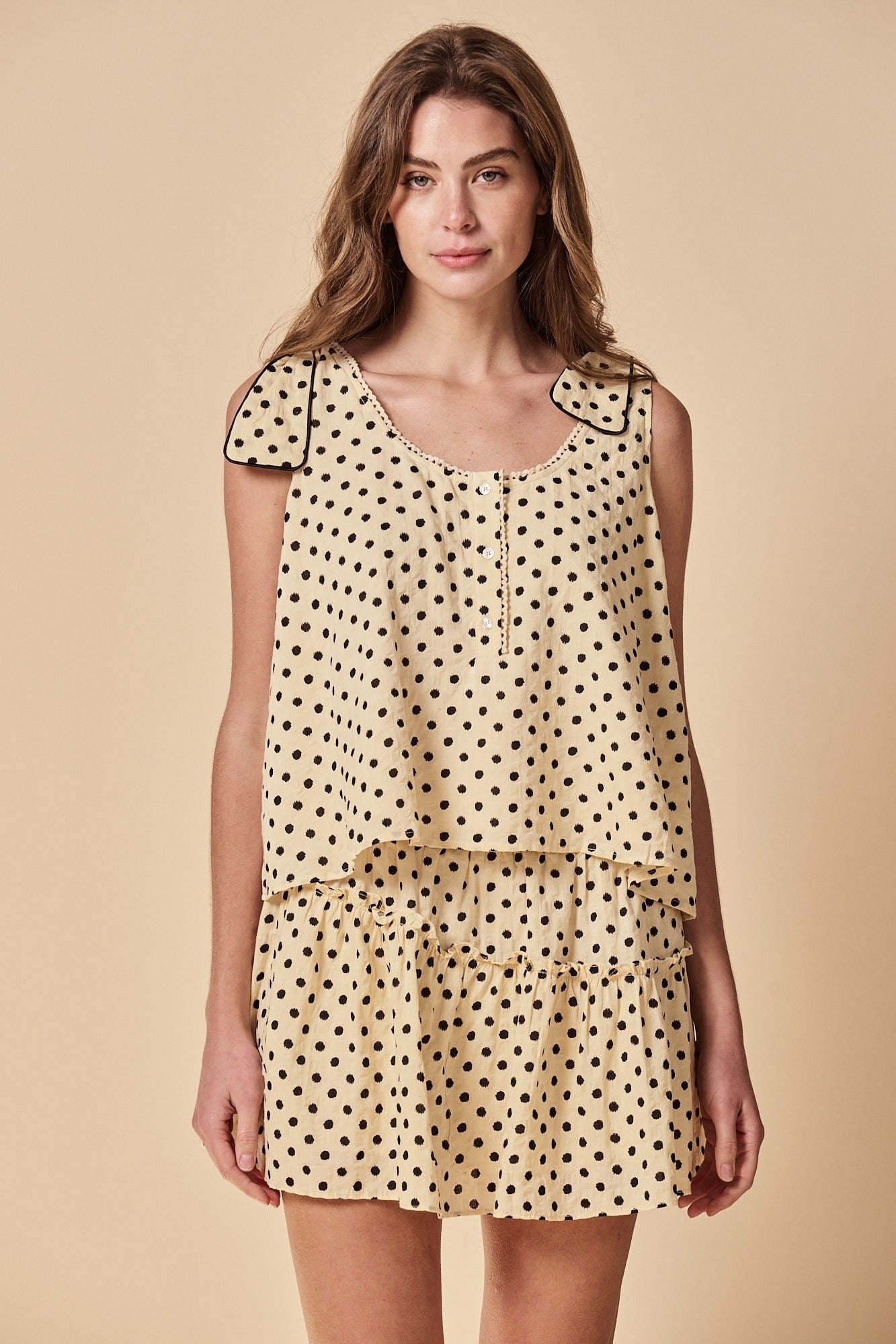 The Shirt Sleeveless Shirts Cream polka dot / XS The Jess Shirt