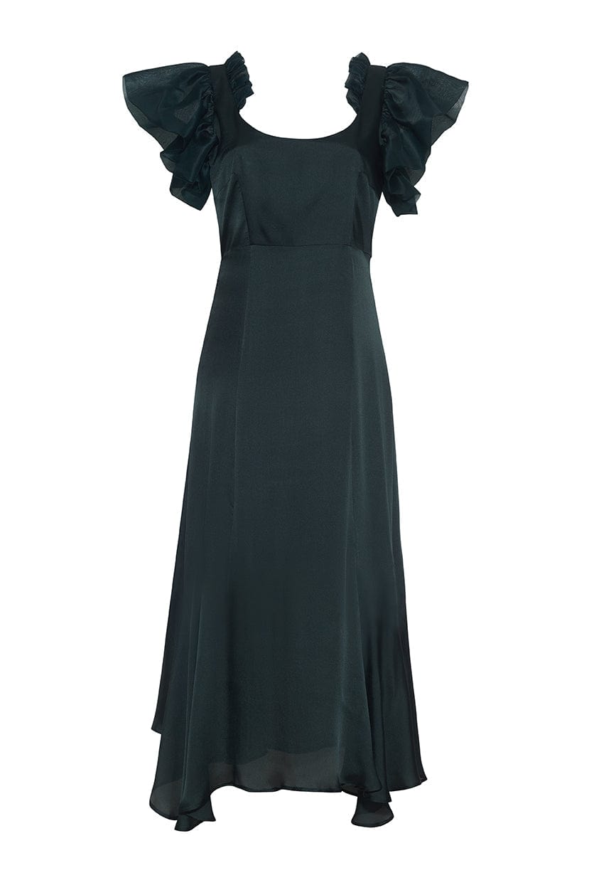 Anelise Silk Gown with Organza Sleeves