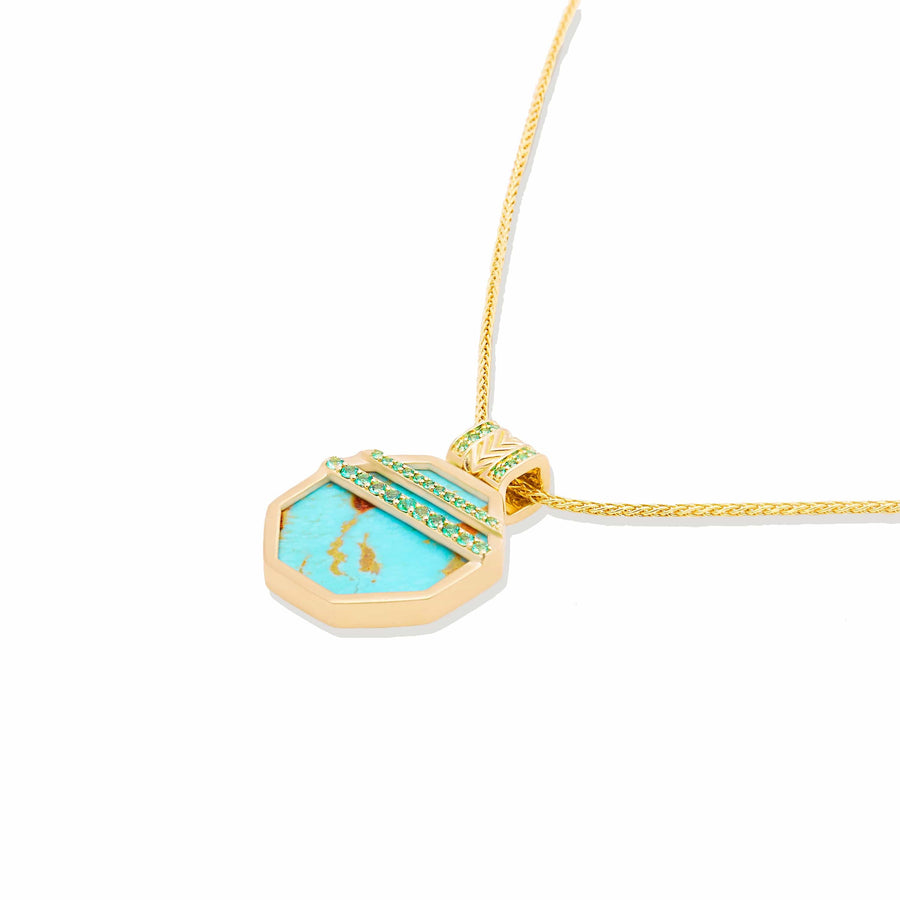 Spark Octagon Pendant Necklace - Turquoise & Emerald