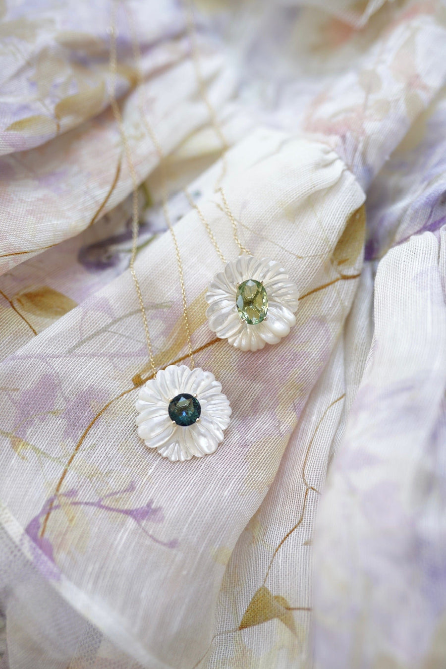 Mother of Pearl + Sage Necklace