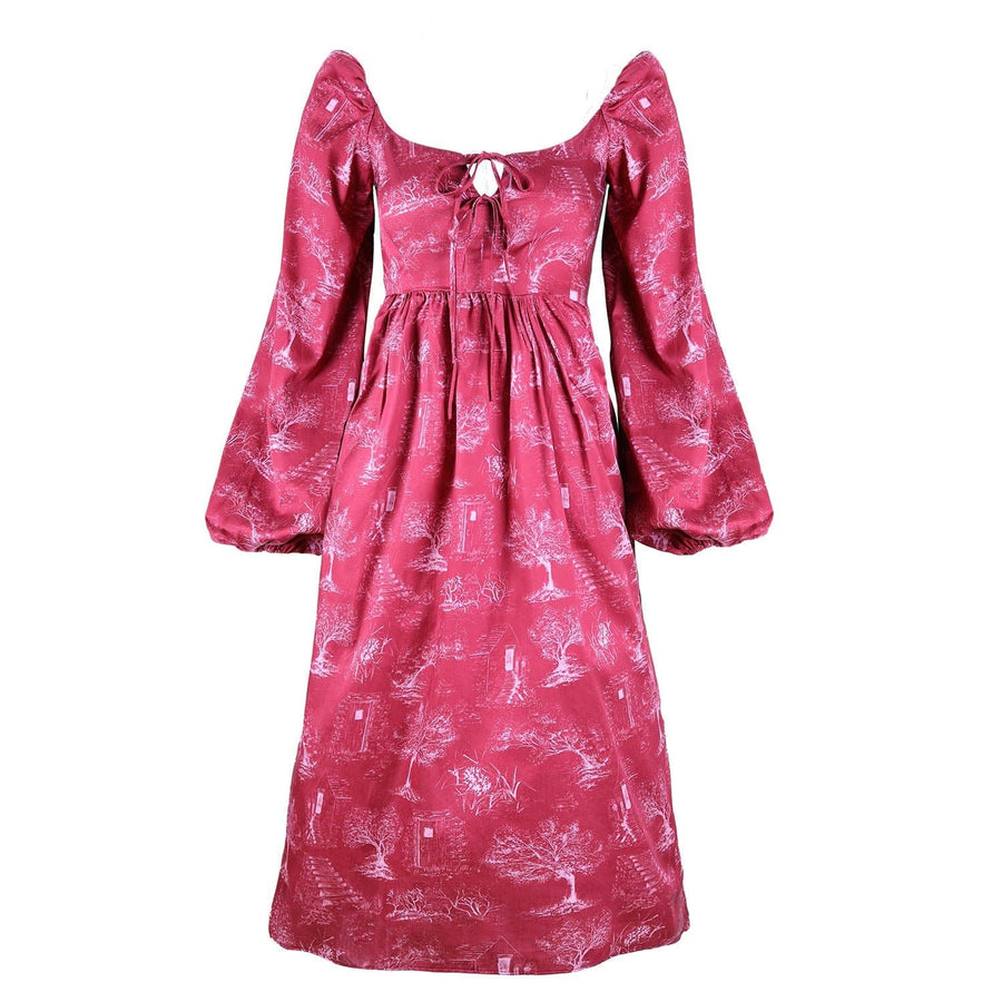 Marcela Dress / Ruby Red + Alabaster Toile Cotton