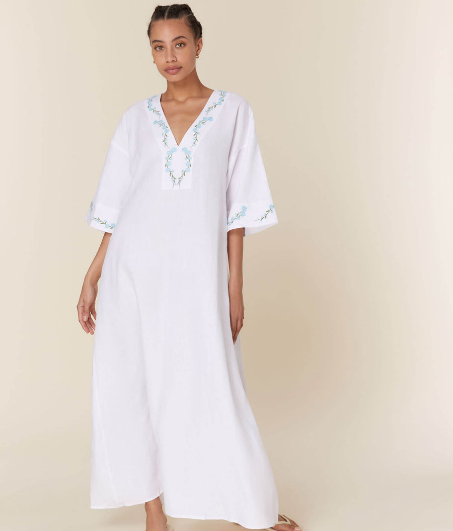 The Kepez Kaftan Dress - Linen - White